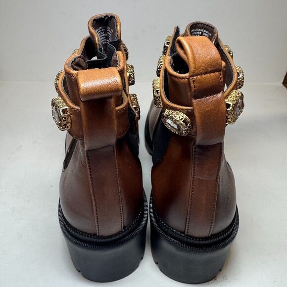 Steve Madden Womens 10 M Cognac Brown Leather Amulet Embellished Booties NIB HQ7 - Picture 6 of 6